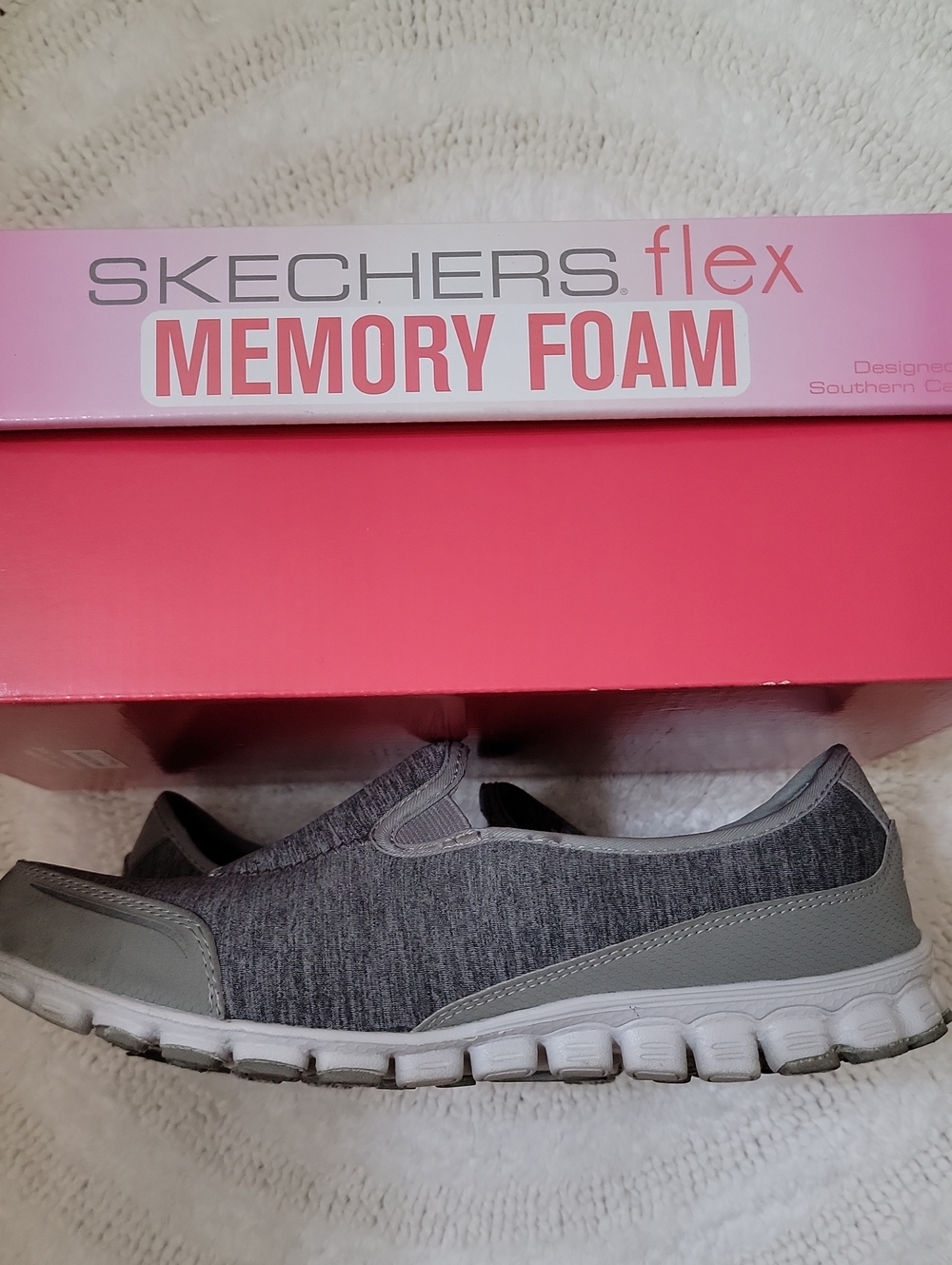 Skechers  Gray Slip-On Memory Foam Sneakers